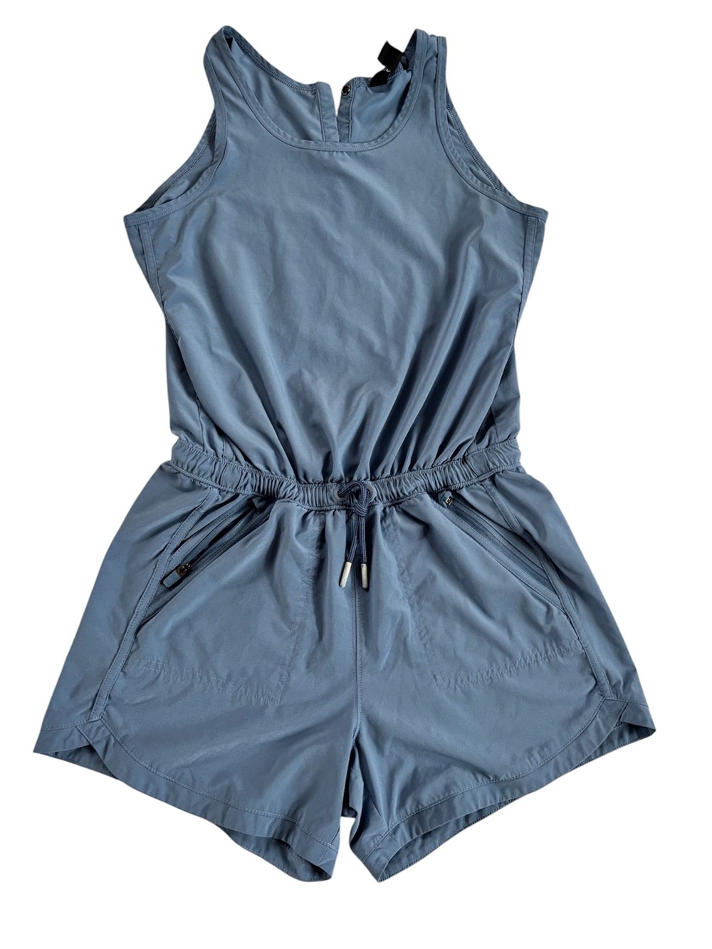 Athleta Girl On The Go Romper XL 14 Swept Away Blue Featherweight Stretch